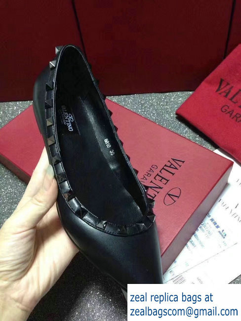 Valentino sheepskin noir rockstud ballet flats Black