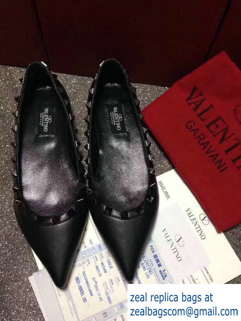 Valentino sheepskin noir rockstud ballet flats Black