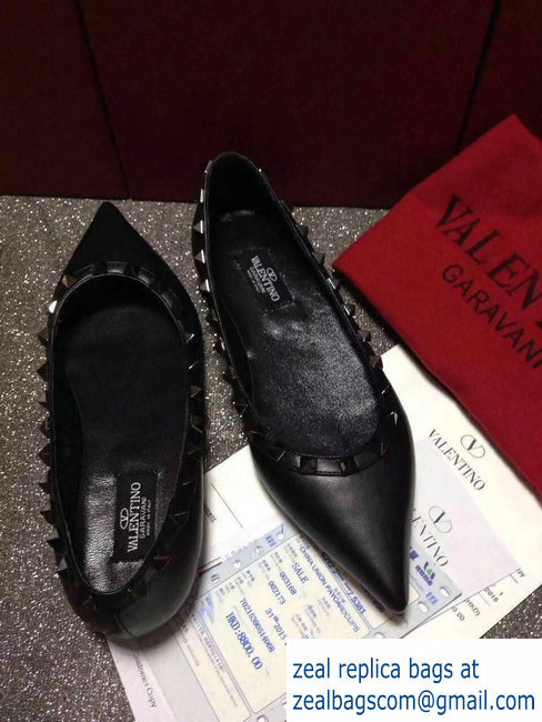 Valentino sheepskin noir rockstud ballet flats Black