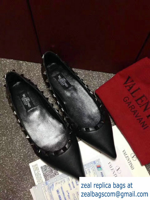 Valentino sheepskin noir rockstud ballet flats Black