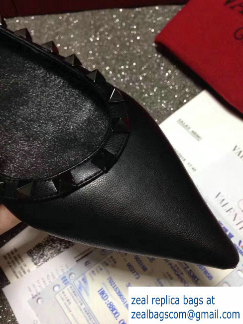 Valentino sheepskin noir rockstud ballet flats Black