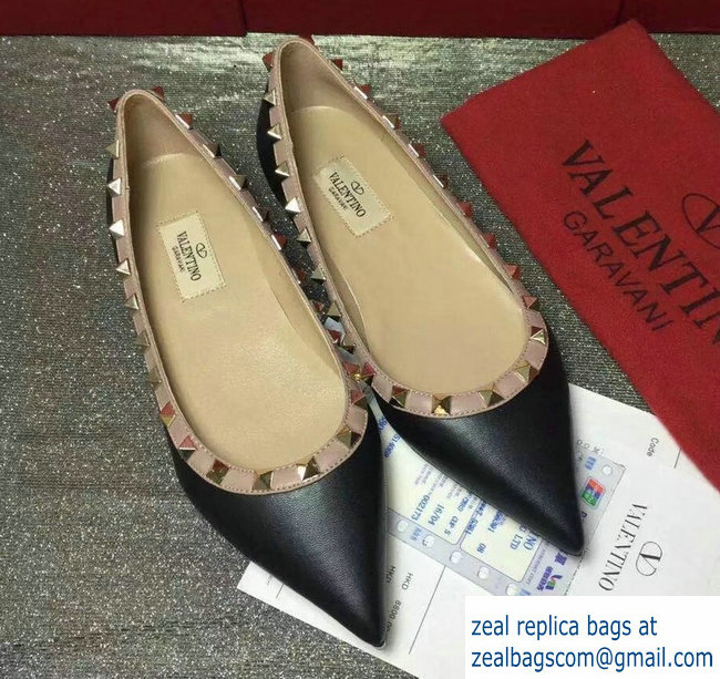 Valentino sheepskin rockstud ballet flats black