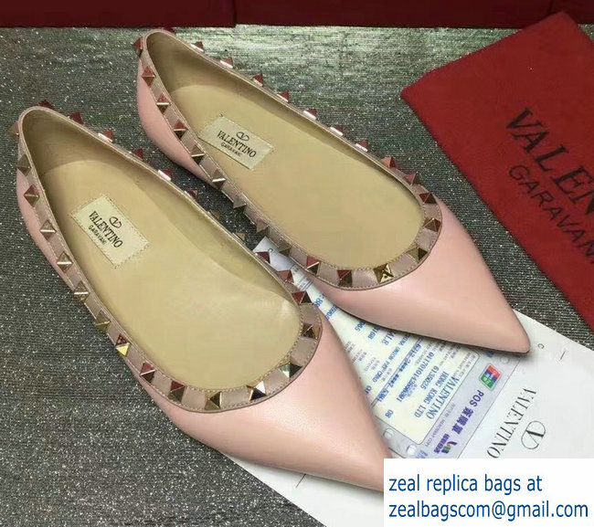 Valentino sheepskin rockstud ballet flats pink