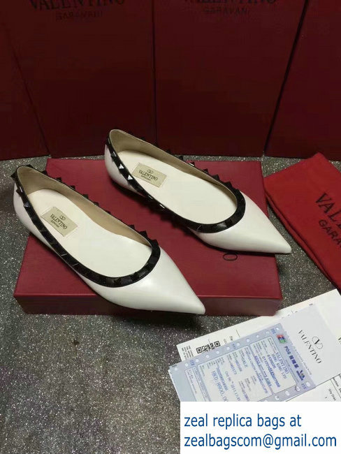 Valentino sheepskin rockstud ballet flats white and black
