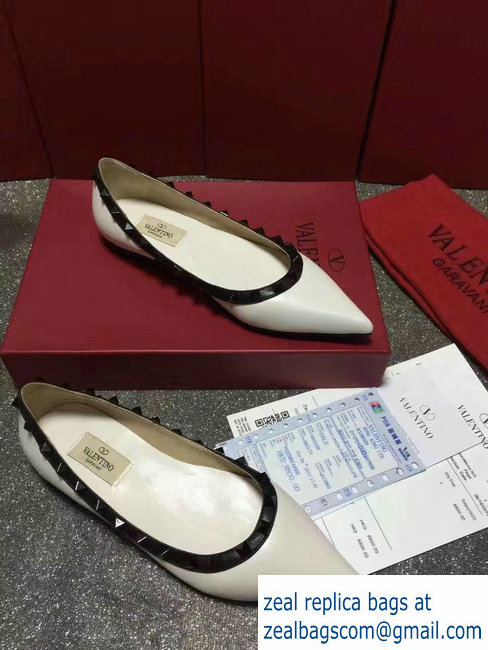 Valentino sheepskin rockstud ballet flats white and black