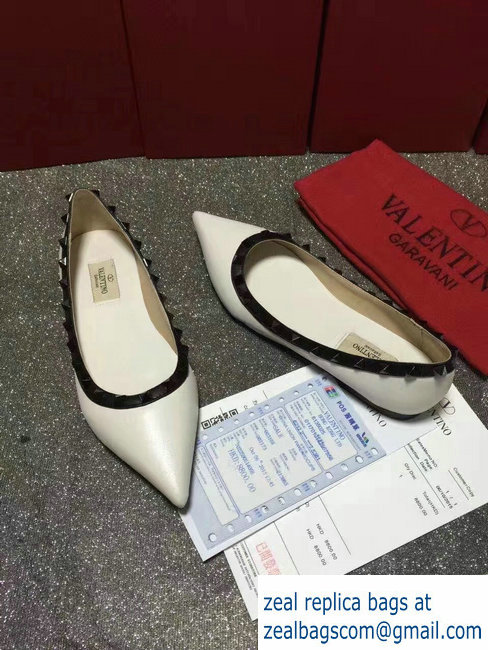 Valentino sheepskin rockstud ballet flats white and black - Click Image to Close