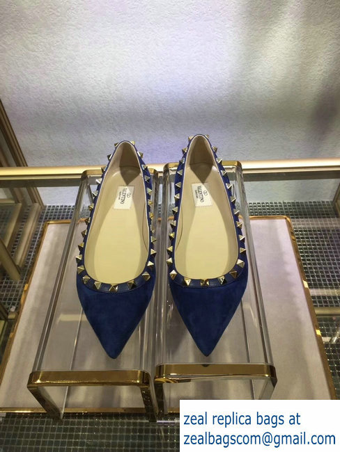 Valentino suede rockstud ballet flats blue - Click Image to Close