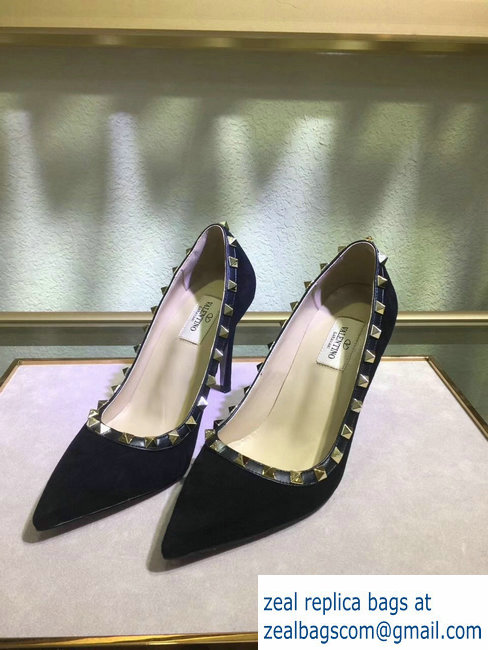 Valentino suede rockstud pump 9.5cm black