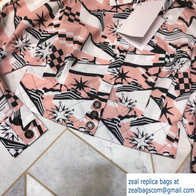chanel spring 2019 star printed silk shirt pink