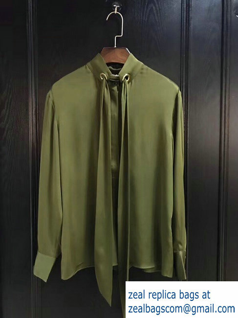 chloe olive green silk shirt with ribbons spring 2019