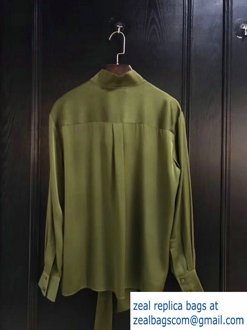 chloe olive green silk shirt with ribbons spring 2019