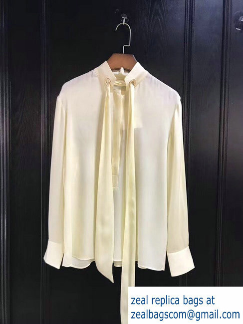 chloe white silk shirt with ribbons spring 2019