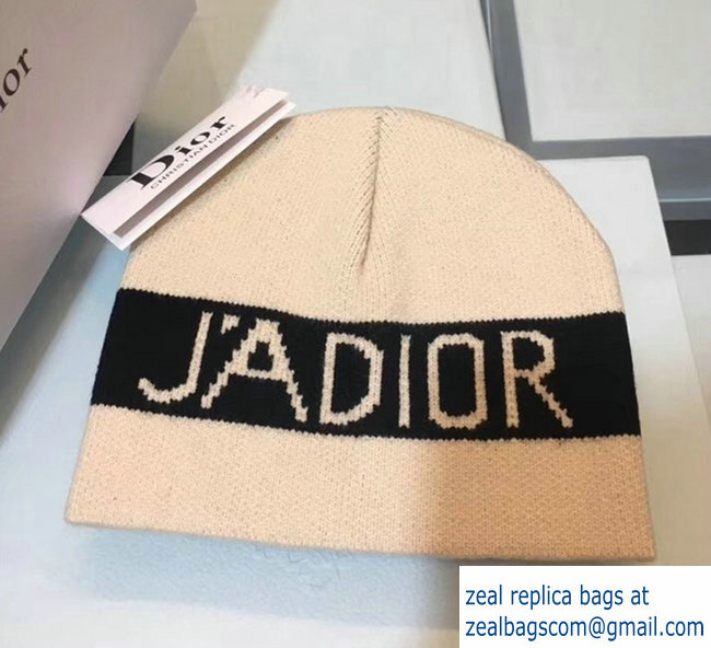 dior j'adior woolen knitwear hat white