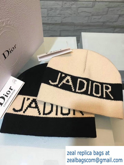 dior j'adior woolen knitwear hat white