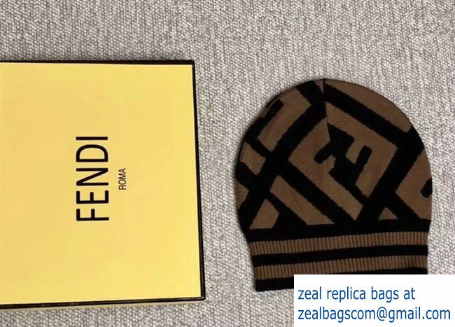 fendi logo woolen knitwear hat black/brown 2018 - Click Image to Close