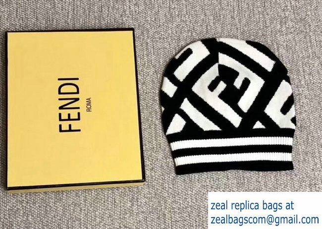 fendi logo woolen knitwear hat black/white 2018 - Click Image to Close