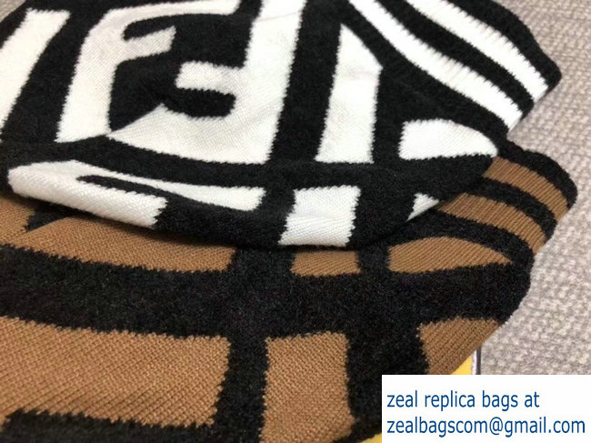 fendi logo woolen knitwear hat black/white 2018