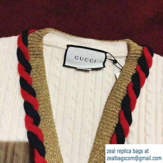 gucci 526698 Cable knit cashmere wool cardigan