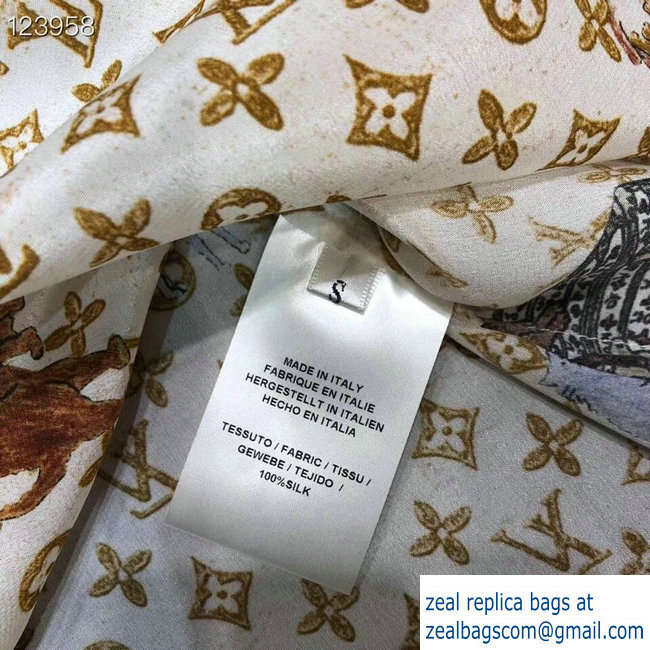 louis vuitton spring 2019 motif-printed-longsleeve-shirt white - Click Image to Close
