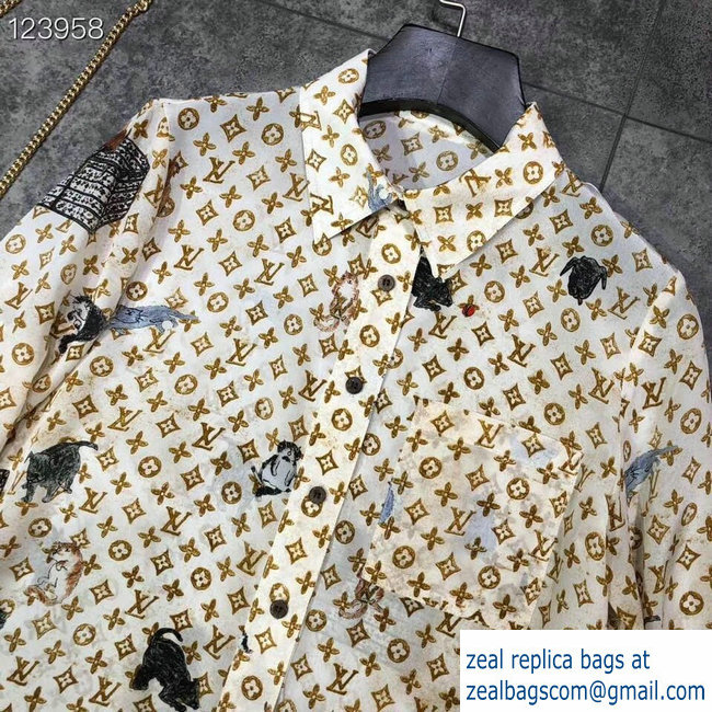 louis vuitton spring 2019 motif-printed-longsleeve-shirt white