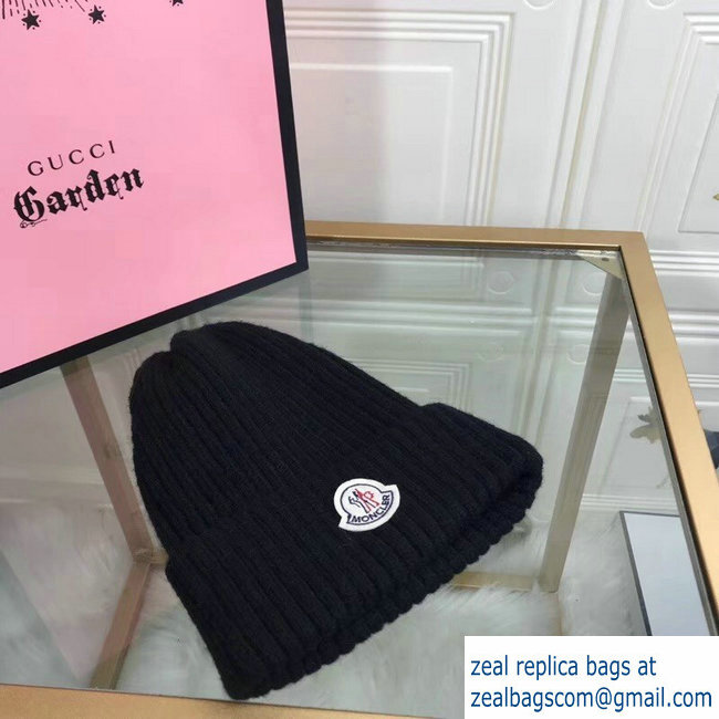 moncler woolen knitwear hat black 2018 - Click Image to Close