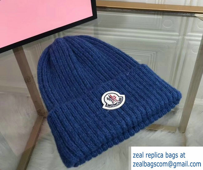 moncler woolen knitwear hat blue 2018