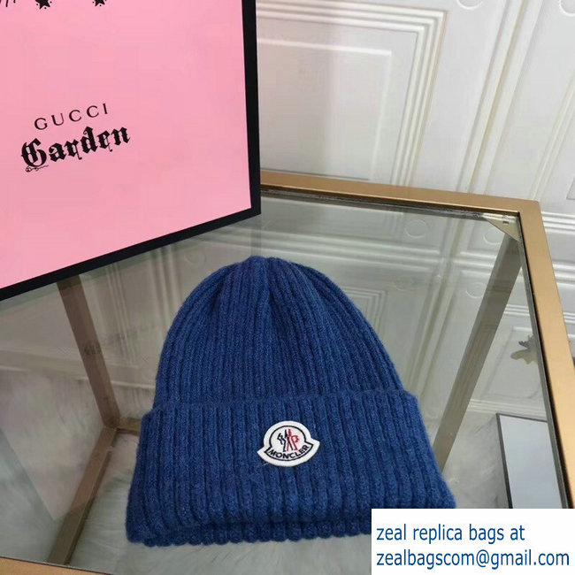 moncler woolen knitwear hat blue 2018