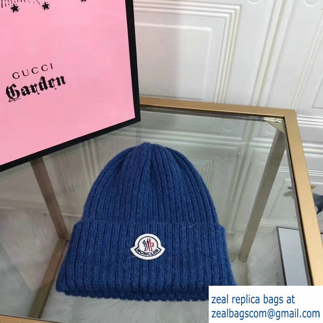 moncler woolen knitwear hat blue 2018