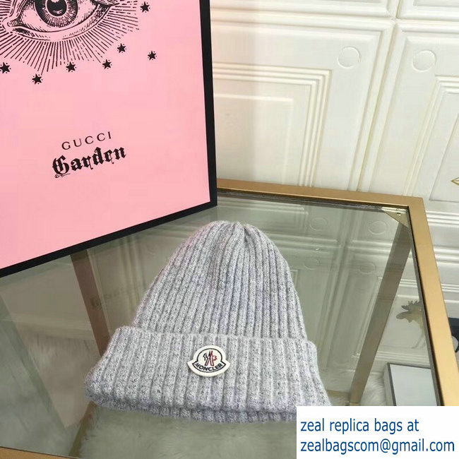 moncler woolen knitwear hat gray 2018 - Click Image to Close