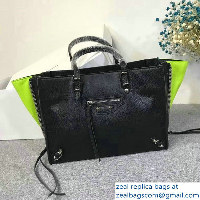 Balenciaga A6 Papier Zip Around Bag Black/Yellow