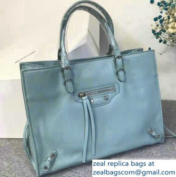 Balenciaga A6 Papier Zip Around Bag Light Blue