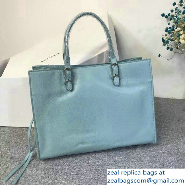 Balenciaga A6 Papier Zip Around Bag Light Blue