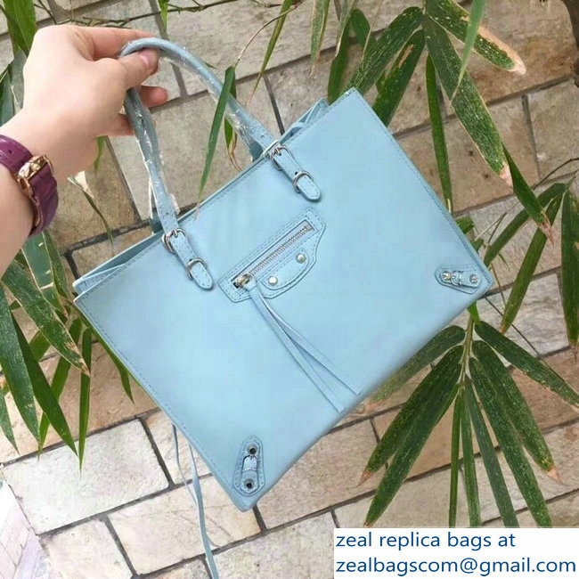 Balenciaga A6 Papier Zip Around Bag Light Blue