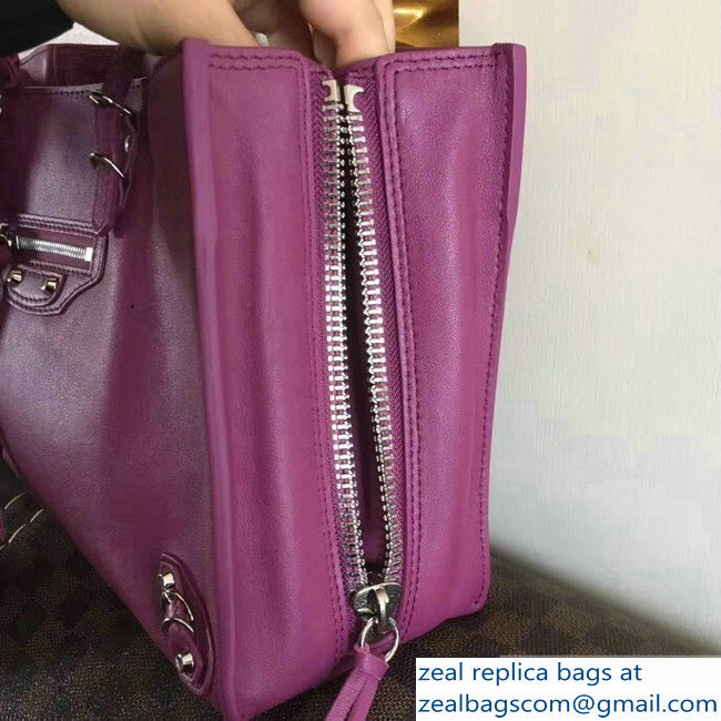 Balenciaga A6 Papier Zip Around Bag Purple