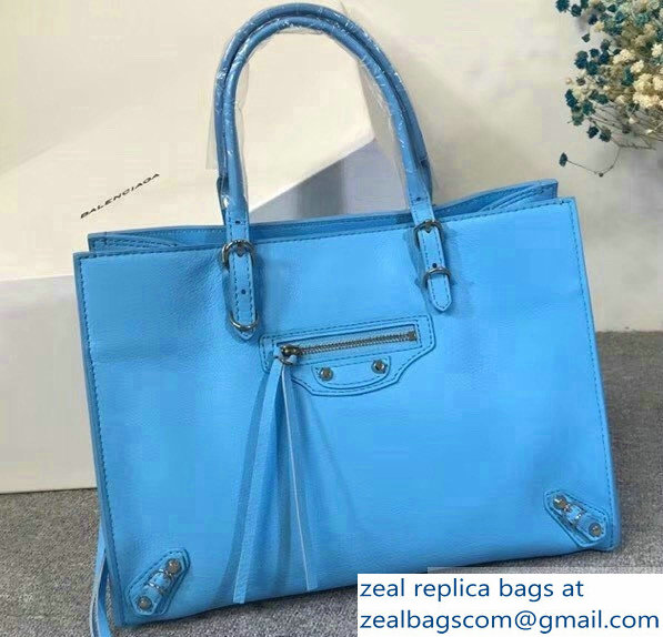 Balenciaga A6 Papier Zip Around Bag Sky Blue - Click Image to Close