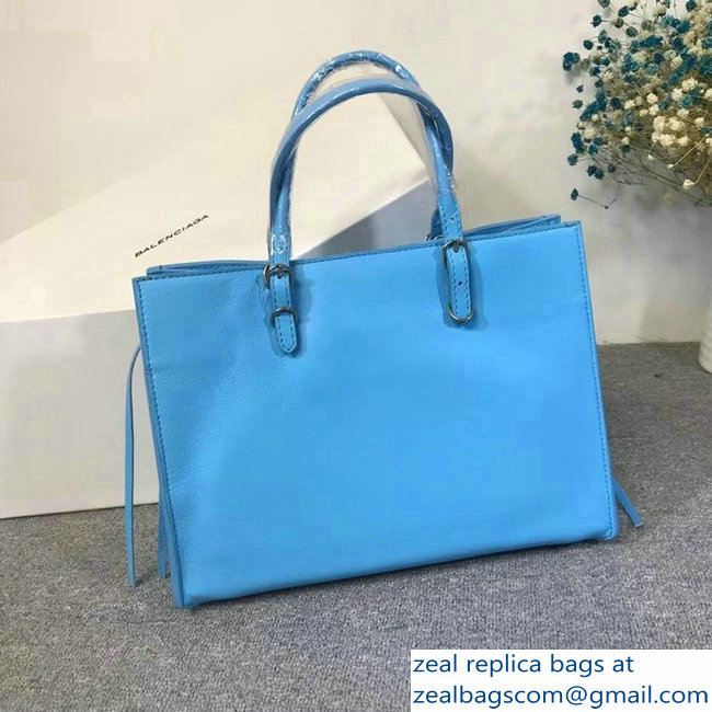 Balenciaga A6 Papier Zip Around Bag Sky Blue