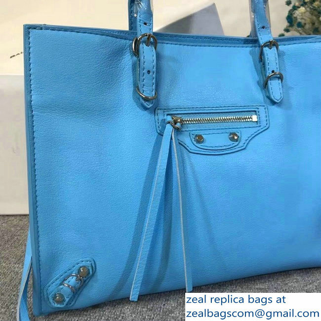 Balenciaga A6 Papier Zip Around Bag Sky Blue