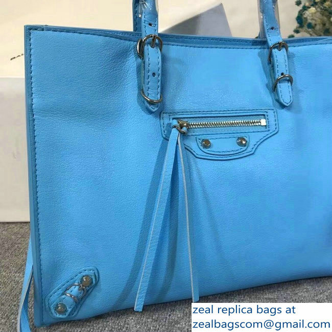 Balenciaga A6 Papier Zip Around Bag Sky Blue