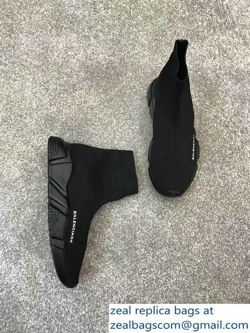 Balenciaga Knit Sock Speed Trainers Sneakers All Black 2019 - Click Image to Close