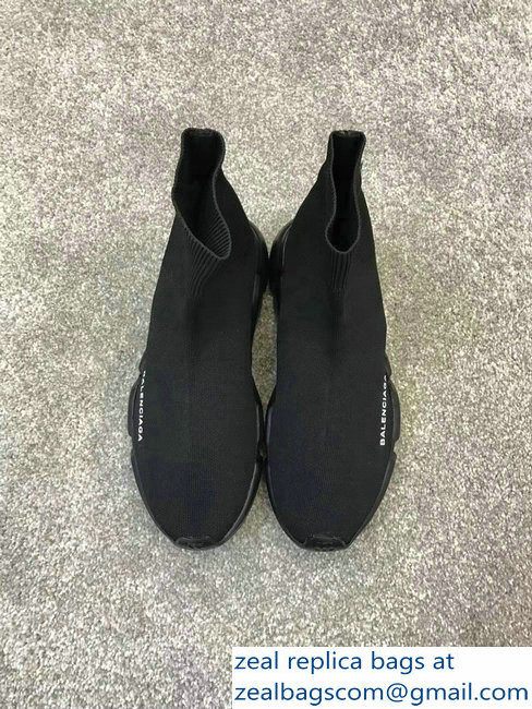 Balenciaga Knit Sock Speed Trainers Sneakers All Black 2019 - Click Image to Close