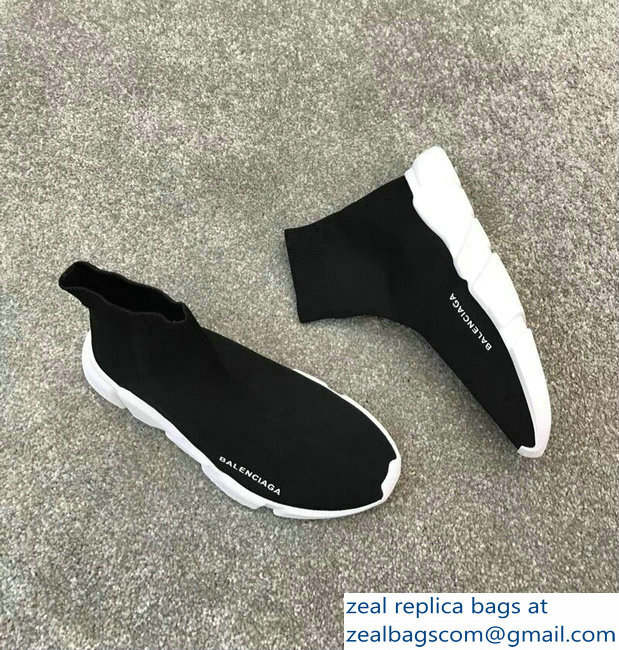 Balenciaga Knit Sock Speed Trainers Sneakers Black/White 2019 - Click Image to Close