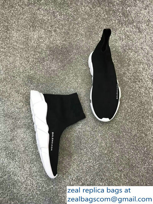 Balenciaga Knit Sock Speed Trainers Sneakers Black/White 2019 - Click Image to Close