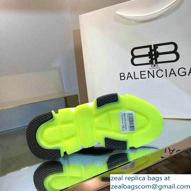 Balenciaga Knit Sock Speed Trainers Sneakers Black/White/Fluo Green 2019 - Click Image to Close