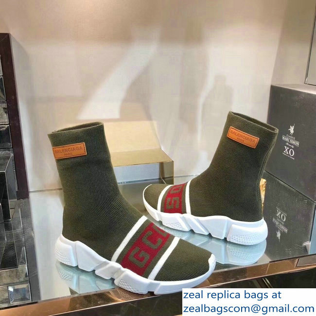 Balenciaga Knit Sock Speed Trainers Sneakers GCDS Army Green 2019