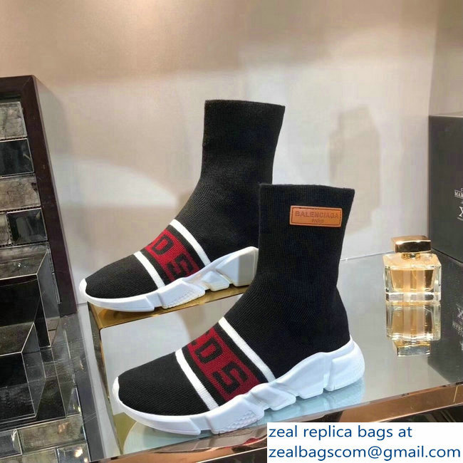 Balenciaga Knit Sock Speed Trainers Sneakers GCDS Black 2019 - Click Image to Close
