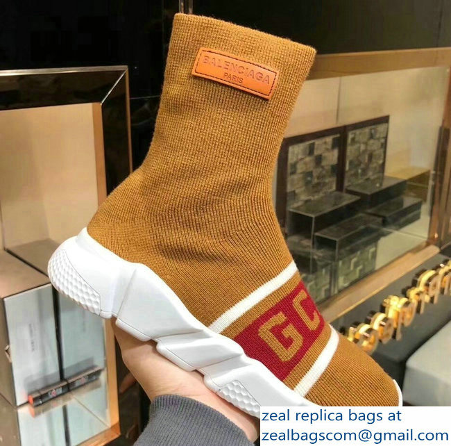 Balenciaga Knit Sock Speed Trainers Sneakers GCDS Brown 2019