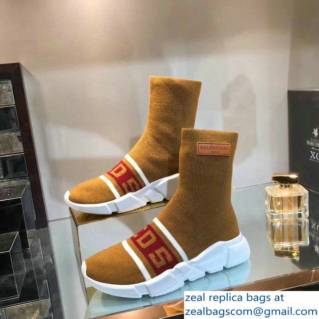 Balenciaga Knit Sock Speed Trainers Sneakers GCDS Brown 2019