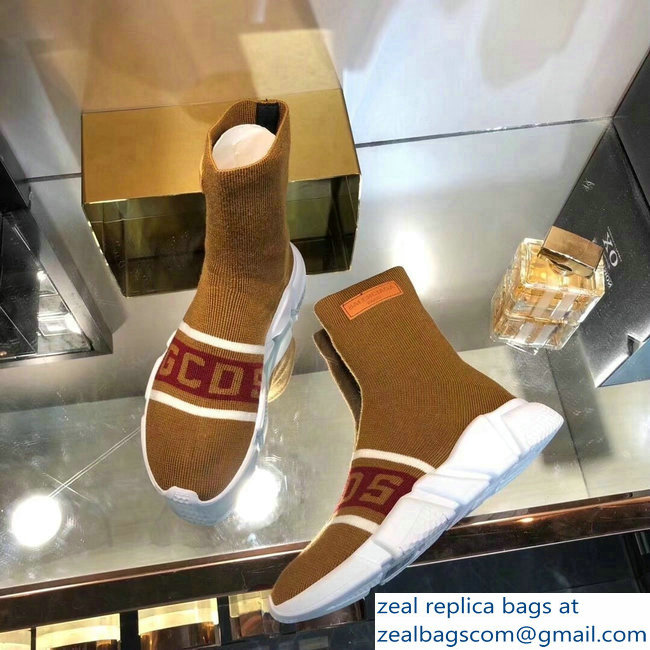 Balenciaga Knit Sock Speed Trainers Sneakers GCDS Brown 2019 - Click Image to Close