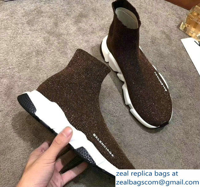 Balenciaga Knit Sock Speed Trainers Sneakers Line Coffee 2019