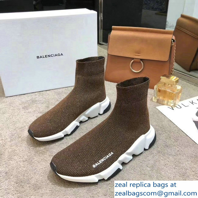 Balenciaga Knit Sock Speed Trainers Sneakers Line Coffee 2019